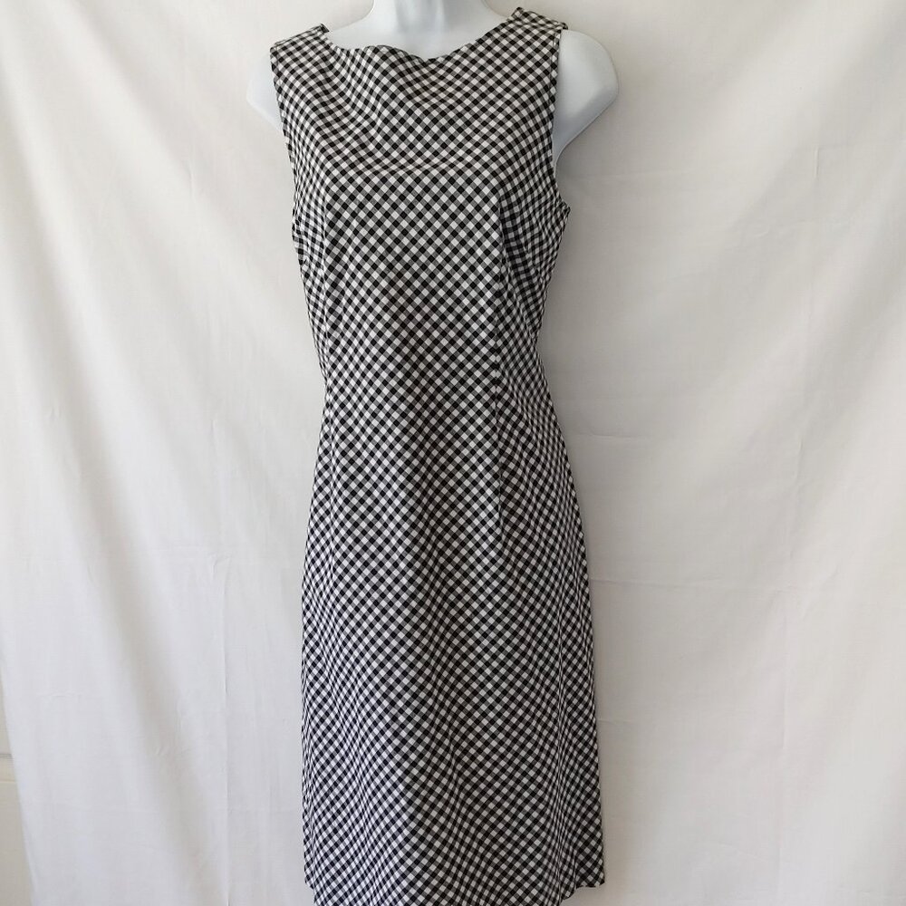 GH BASS & CO BLACK AND WHITE CHECK COTTON DRESS
